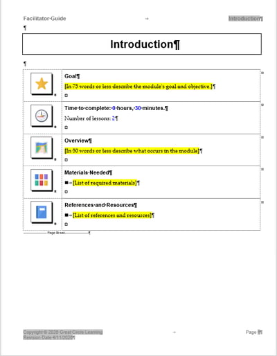 Module Overview page example