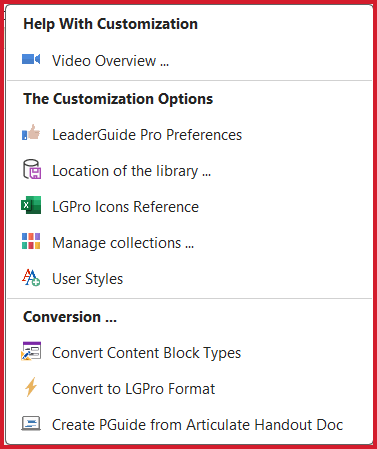 Customize group drop-down menu