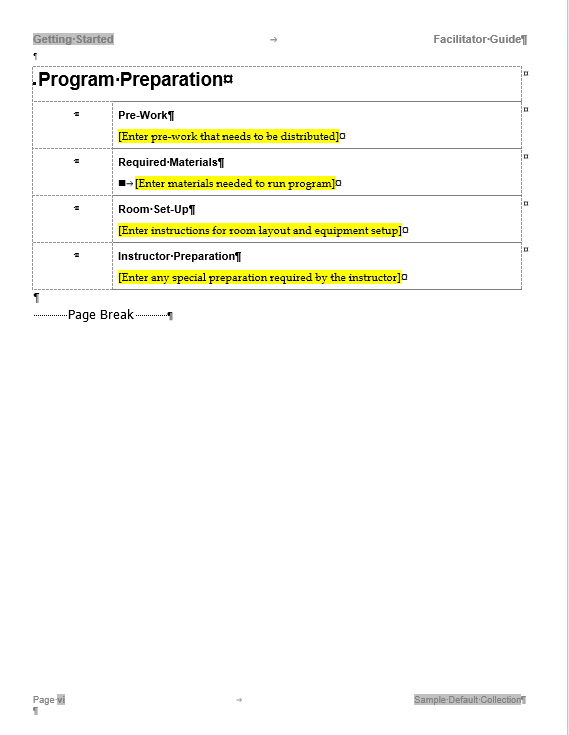 Program Preparation