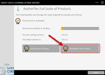 AT License Wizard - Deactivate this license