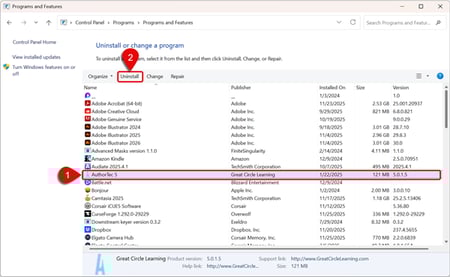 Uninstall AT - Select AT