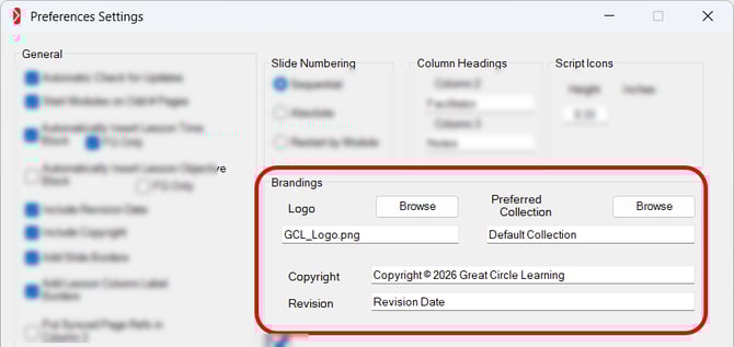Branding Options on Preferences Wizard