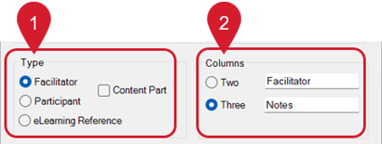 Course Type-Columns_Start a New Guidebook wizard