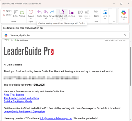 LGP Free Trial Activation email