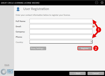 License Wizard - User Registration 1