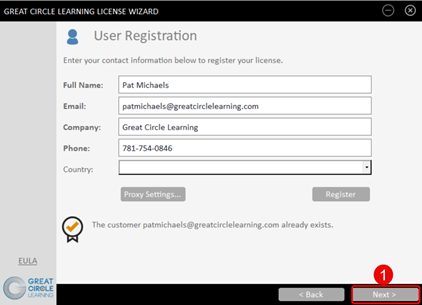License Wizard - User Registration 2