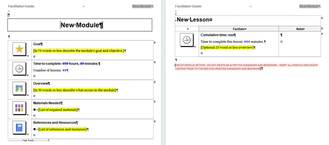 Example of a new Module-Lesson Content Part