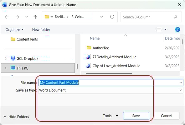 Prompt to Save a Content Part