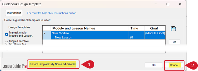 Custom Name Created - Cancel