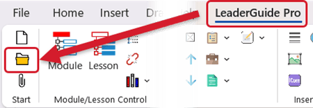 Open button on LeaderGuide Pro Ribbon
