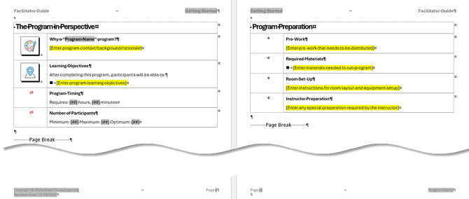 The Program in Perspective and Program Preparation pages - Facilitator Guide