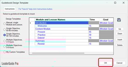 Click OK to Add Outline into Guidebook