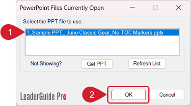 Select the PowerPoint file to import