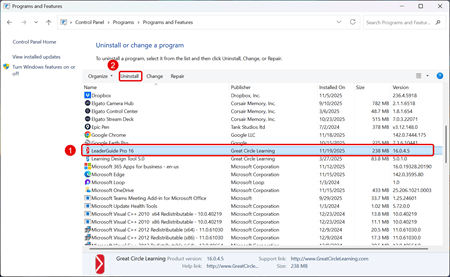 Uninstall LGP - Select LGP