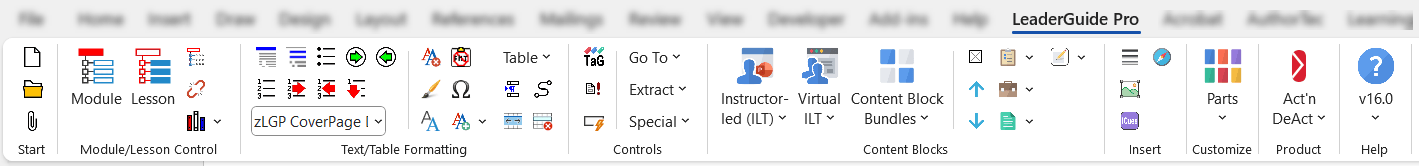 Full LeaderGuide Pro Ribbon in Word