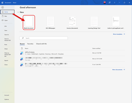 Word - Create Blank Document