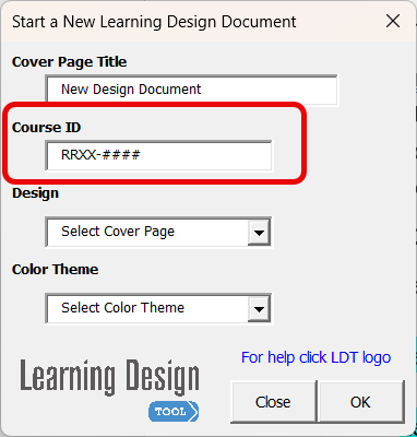 Course ID_Start New Design Doc