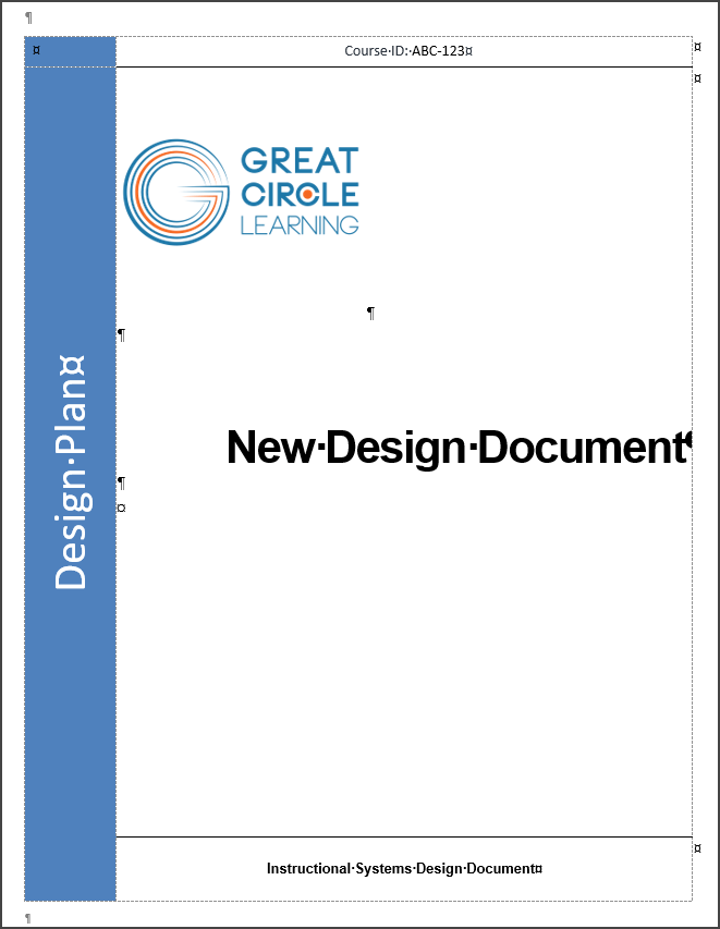 Cover page - new Learning Design document