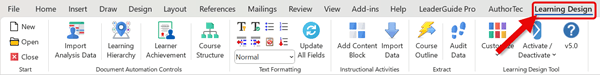 Learning Design Tool Ribbon