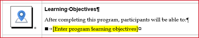 Learning Objectives Block