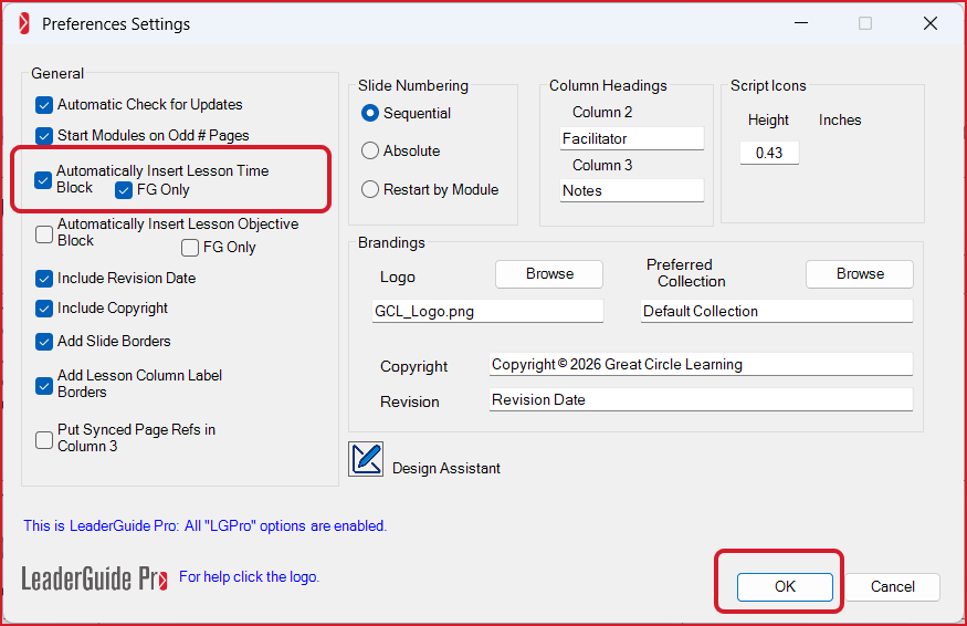 Lesson Time Block Preferences