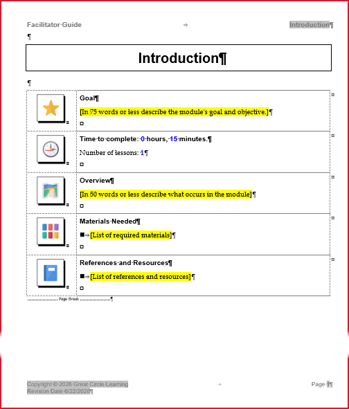Module Overview Page with Footer