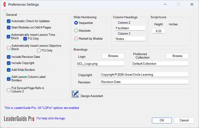 Preferences Wizard-LeaderGuide Pro