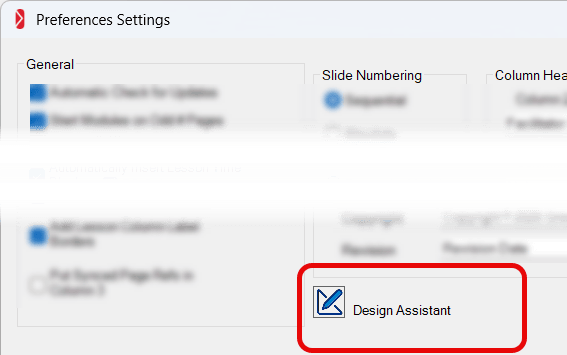Design Assistant option on Preferences Wizard