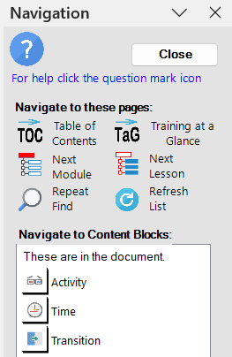 Navigation Task Pane