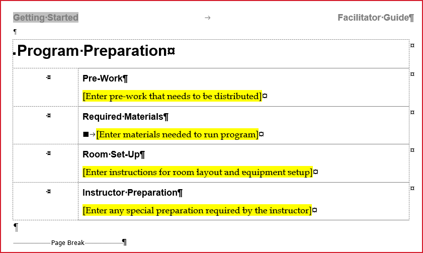 Program Preparation
