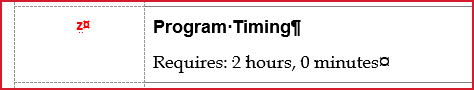 Program Timing