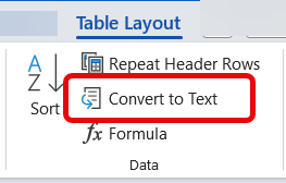 Table Layout-Convert to Text